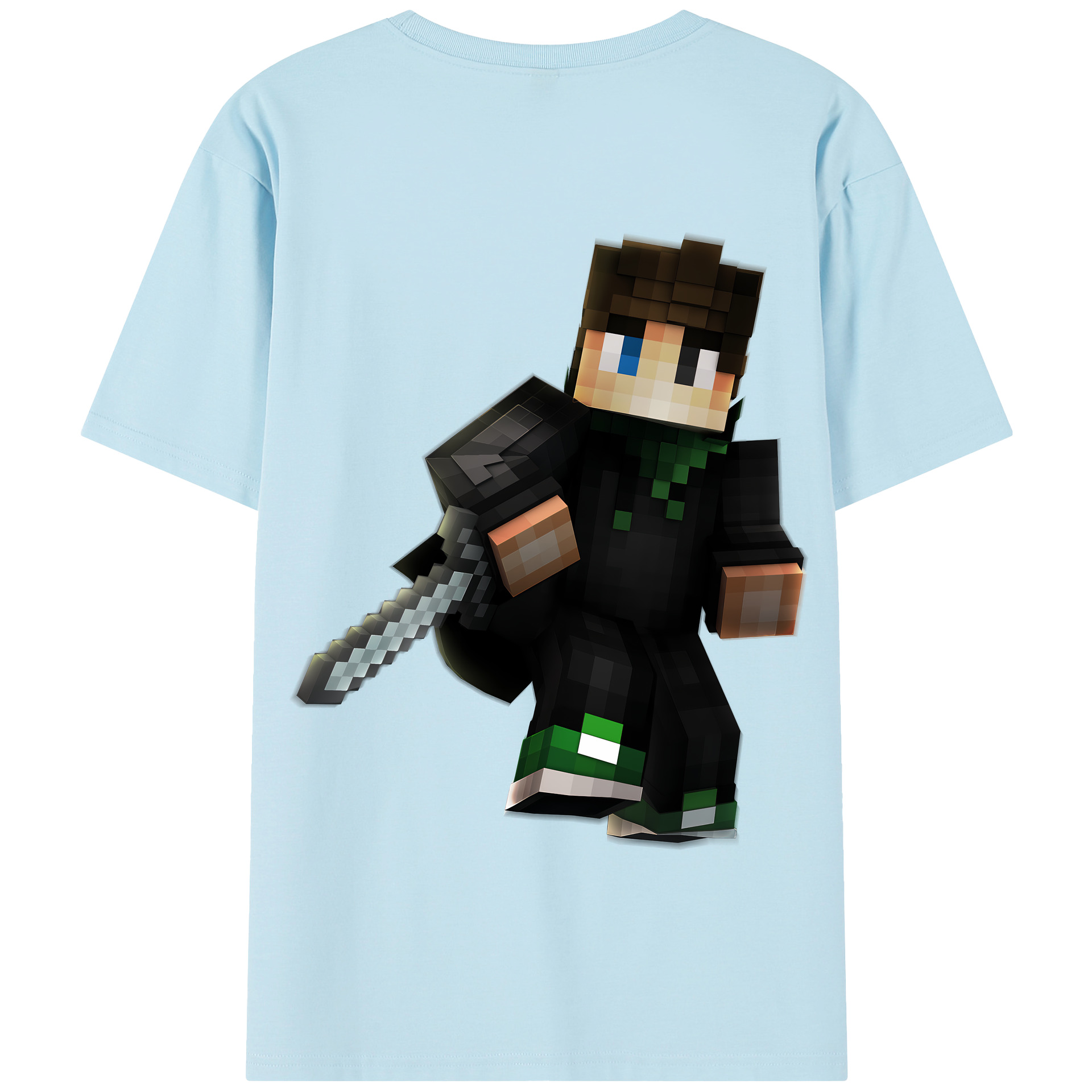 （画像用） マインクラフト ブロックの世界 Minecraft MC Block world 綿100％半袖Tシャツ（背面プリント）